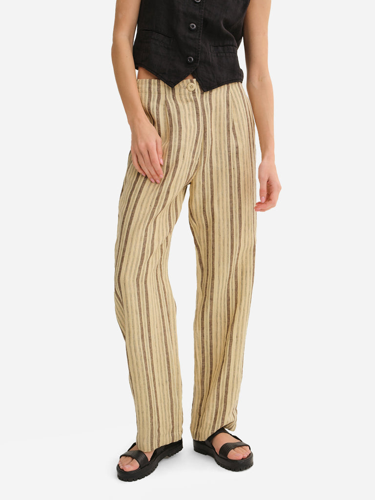 ARGUE STRIPE LINEN MERROW 安っぽ PANTS