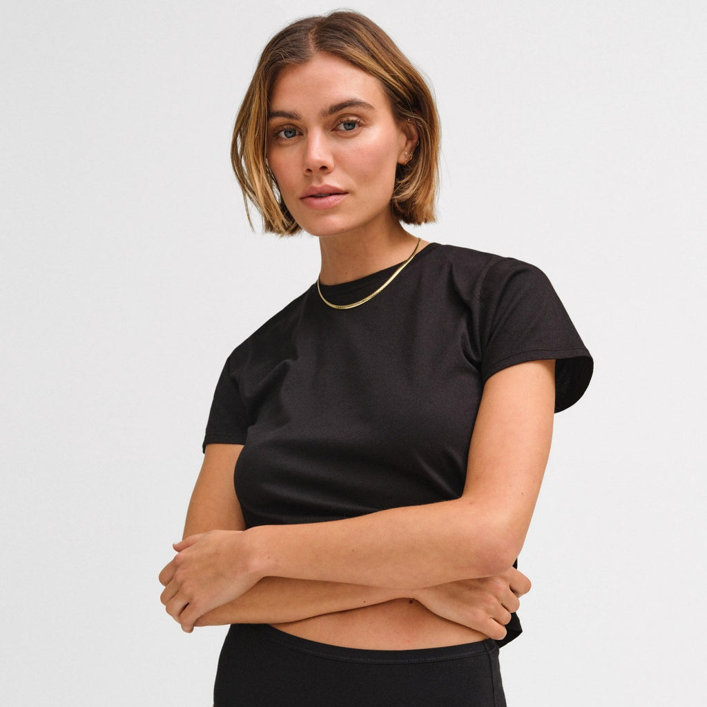 Shrunken Cotton Tee With Logo