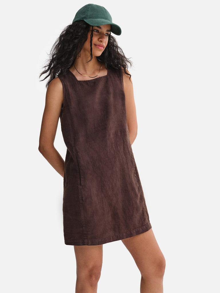 Organic Linen Square Neck Mini Dress MATE the Label