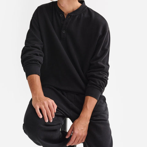 Men's Organic Fleece Henley Sweatshirt