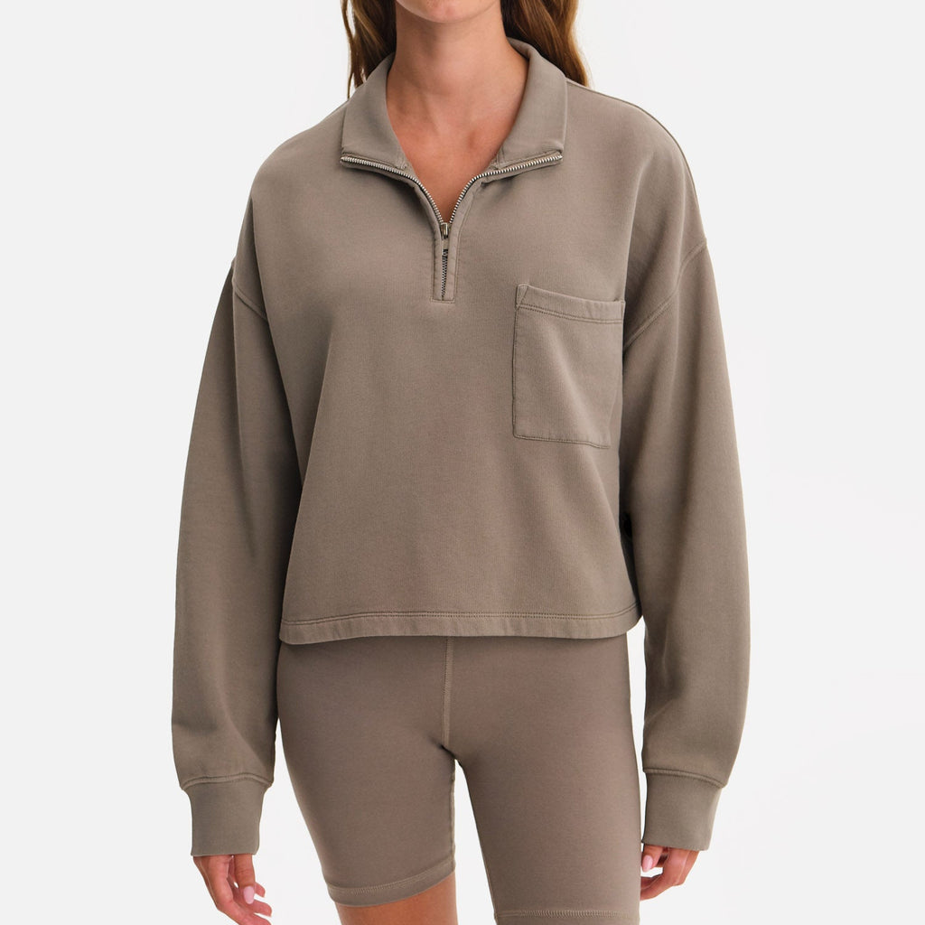 Organic Fleece Cropped Half-Zip Sweatshirt – MATE the Label