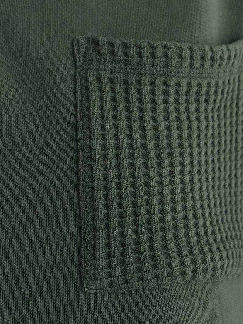 Organic Fleece and Waffle Cropped Half-Zip Sweatshirt