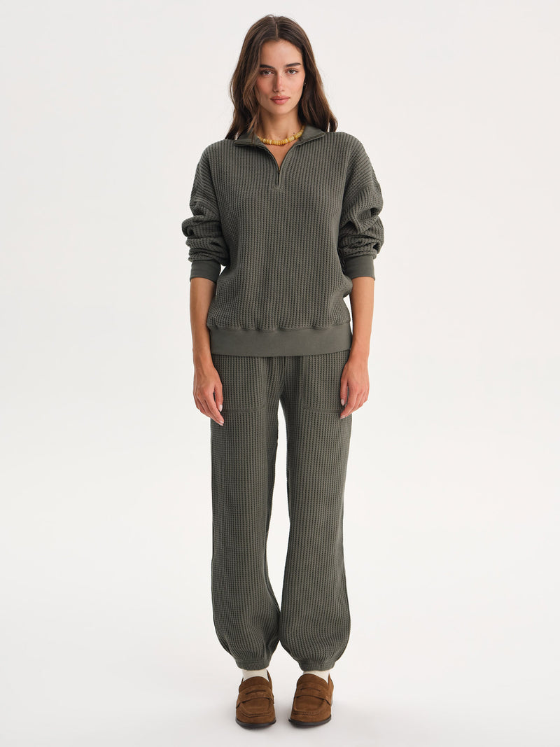 Organic Waffle Collared Half-Zip Sweatshirt