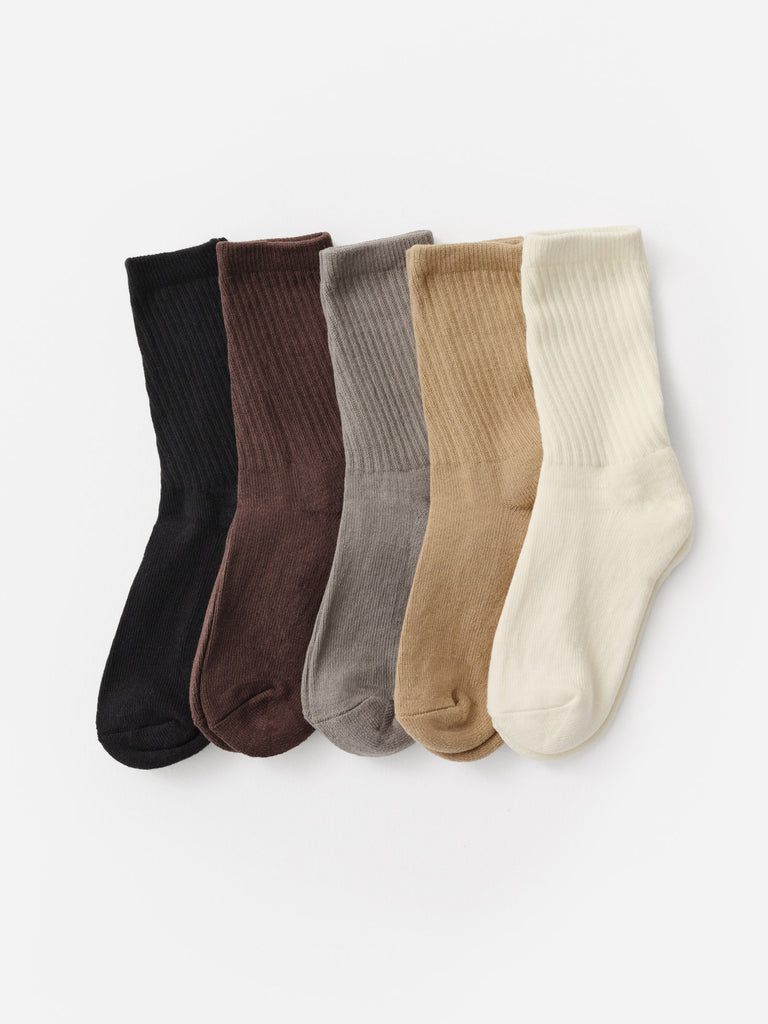 Organic Cotton Sock 5 Pack BONE,FOREST,MAPLE,JET BLACK,BIRCH / M/L