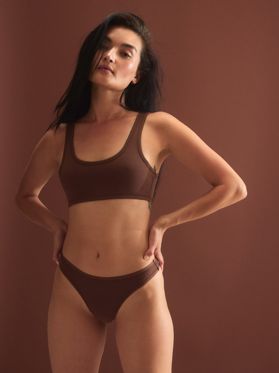 Organic Comfort Scoop Bralette-Intimates-MATE the Label-ESPRESSO-XS-MATE the Label