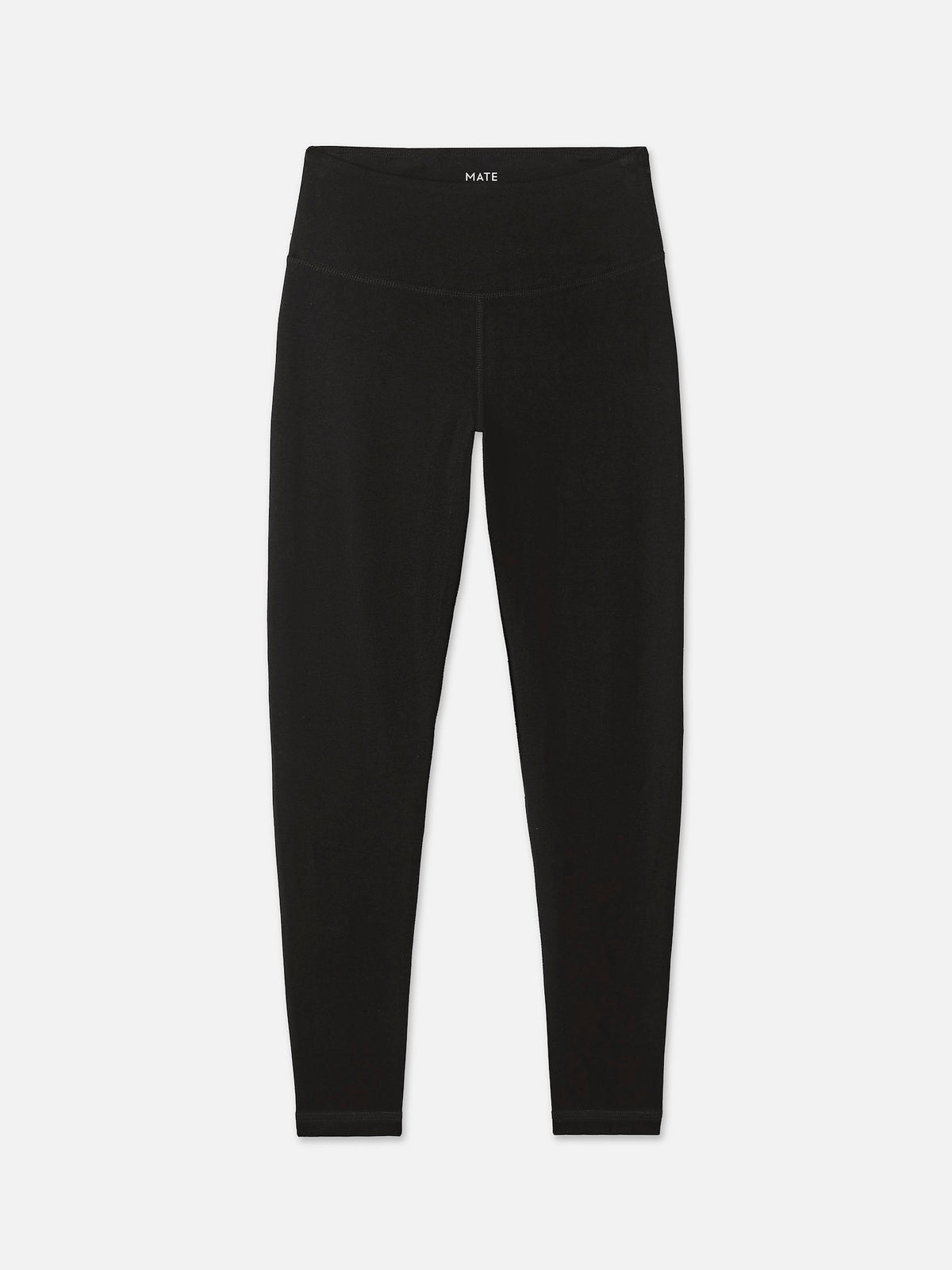 Organic Stretch Midi Legging in Jet Black — flat lay product photo
