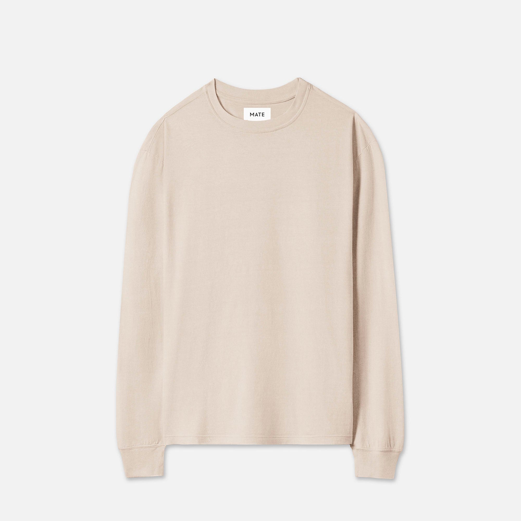 Tシャツ・カットソー Squareline Unbalance Long Sleeves - Beige Organic Cotton Long Sleeve Tee – MATE the Label