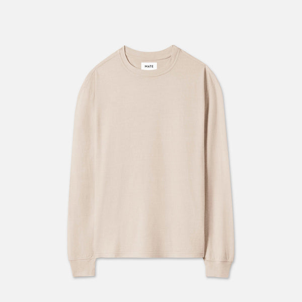 Tシャツ・カットソー Squareline Unbalance Long Sleeves - Beige Organic Cotton Long Sleeve Tee – MATE the Label