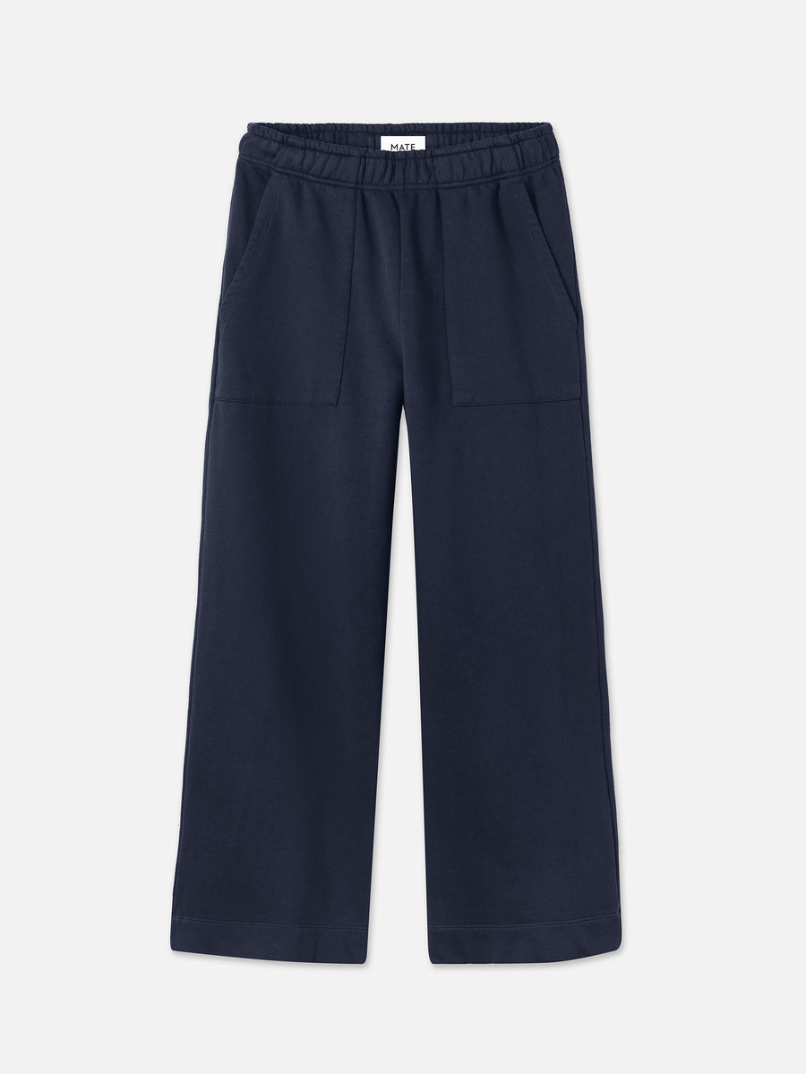 Organic Fleece Wide Leg Pant-Sweatpants-MATE the Label-MIDNIGHT-XS-MATE the Label