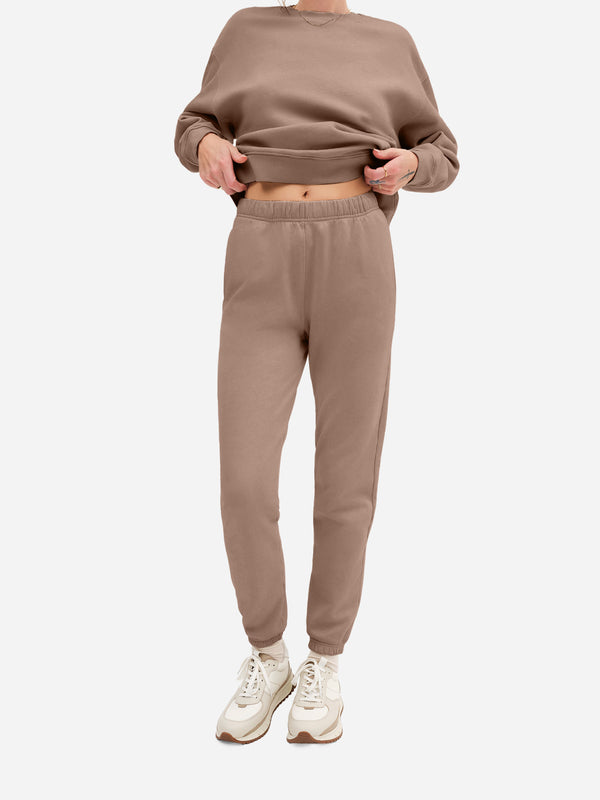 Organic Fleece Relaxed Pocket Sweatpant-Sweatpants-MATE the Label-MUSHROOM-XS-MATE the Label
