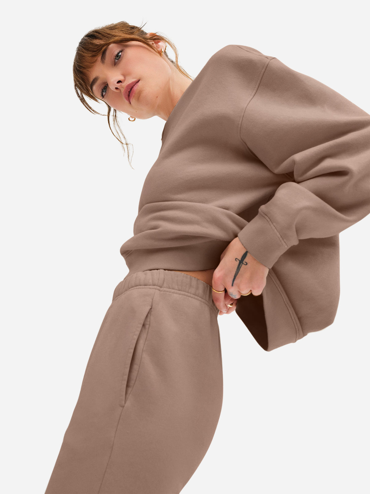 Organic Fleece Relaxed Pocket Sweatpant-Sweatpants-MATE the Label-MUSHROOM-XS-MATE the Label