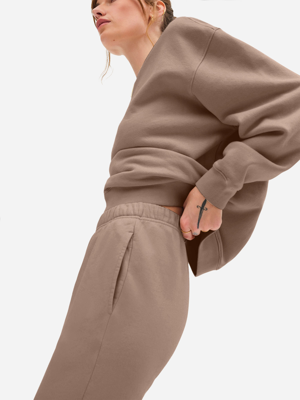 Organic Fleece Relaxed Pocket Sweatpant-Sweatpants-MATE the Label-MUSHROOM-XS-MATE the Label