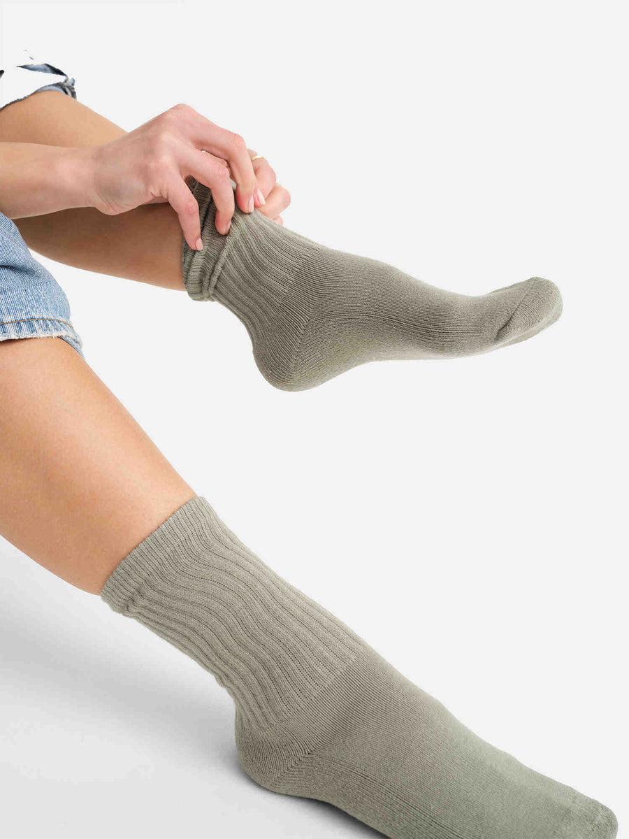 Organic Cotton Sock 3 Pack-Intimates-MATE the Label-NATURAL SAGE SEDONA-S/M-MATE the Label