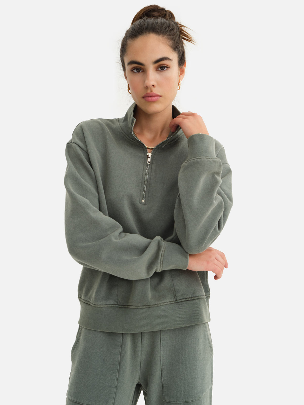 Organic Fleece Quarter Zip Sweatshirt