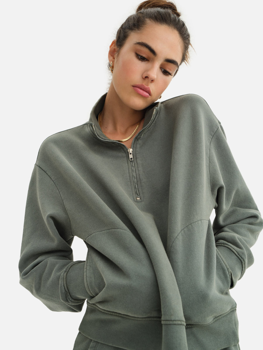 Organic Fleece Quarter Zip Sweatshirt