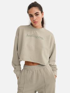 Organic Fleece Graphic Cropped Vintage Sweatshirt