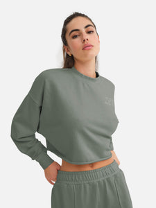 Organic Fleece Graphic Cropped Vintage Sweatshirt