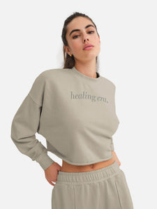 Organic Fleece Graphic Cropped Vintage Sweatshirt