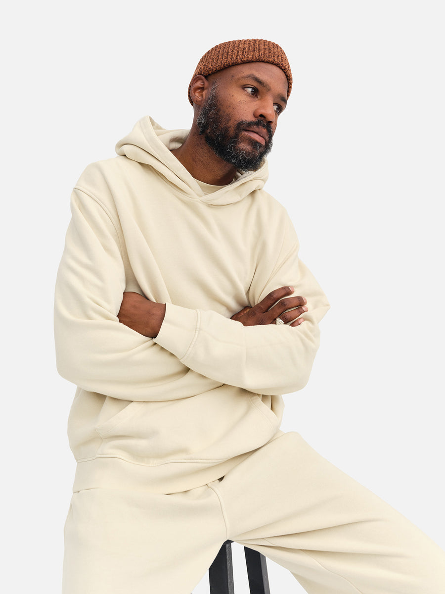 Men's Organic Fleece Hoodie-Sweatshirts-MATE the Label-BONE-S-MATE the Label