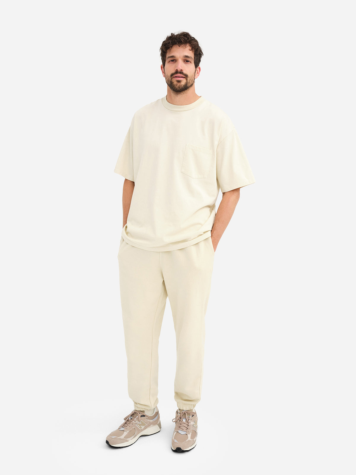 Men's Organic Fleece Relaxed Sweatpant-Sweatpants-MATE the Label-BONE-S-MATE the Label