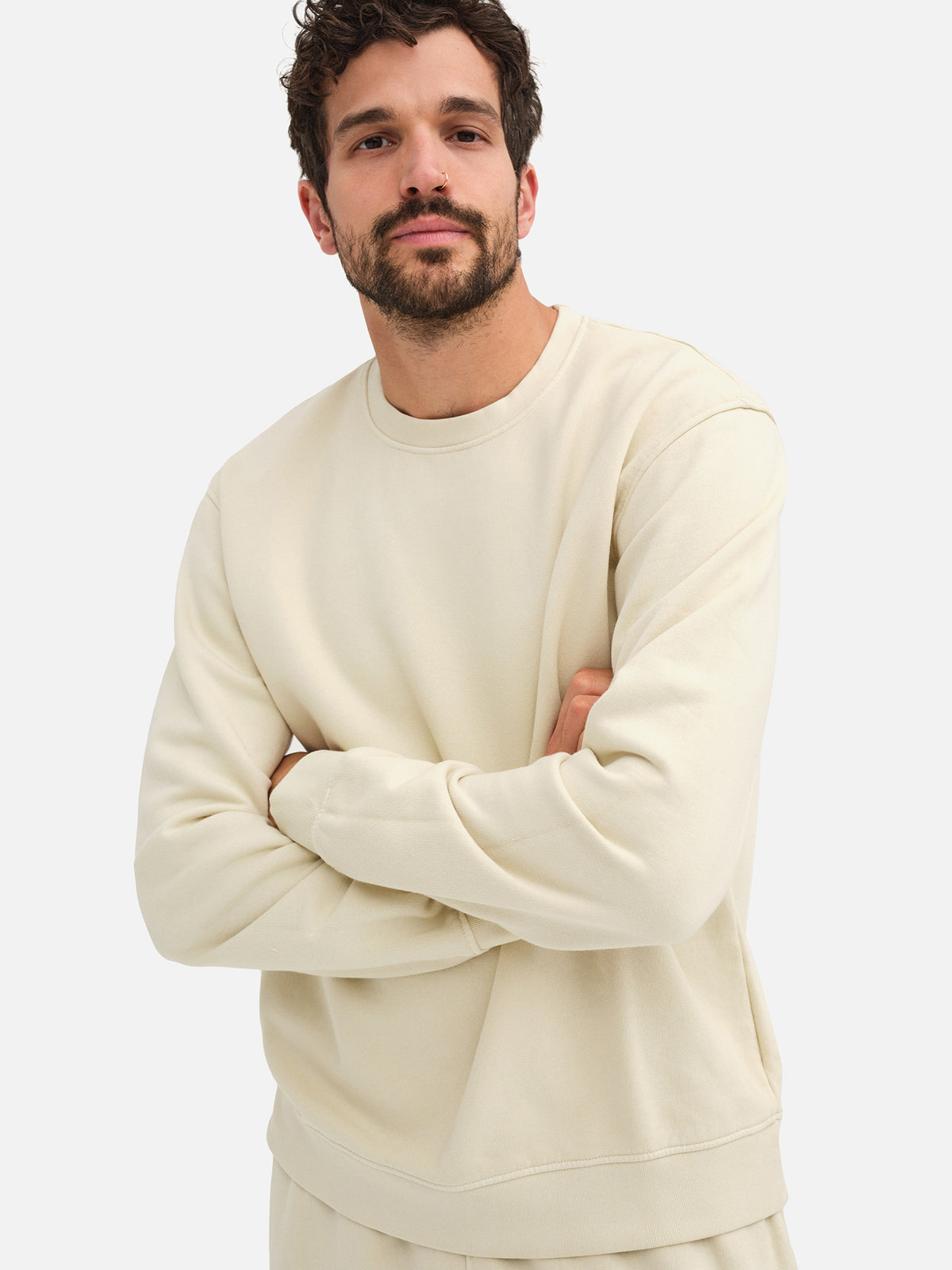 Men's Organic Fleece Crew Neck Sweatshirt-Sweatshirts-MATE the Label-BONE-S-MATE the Label