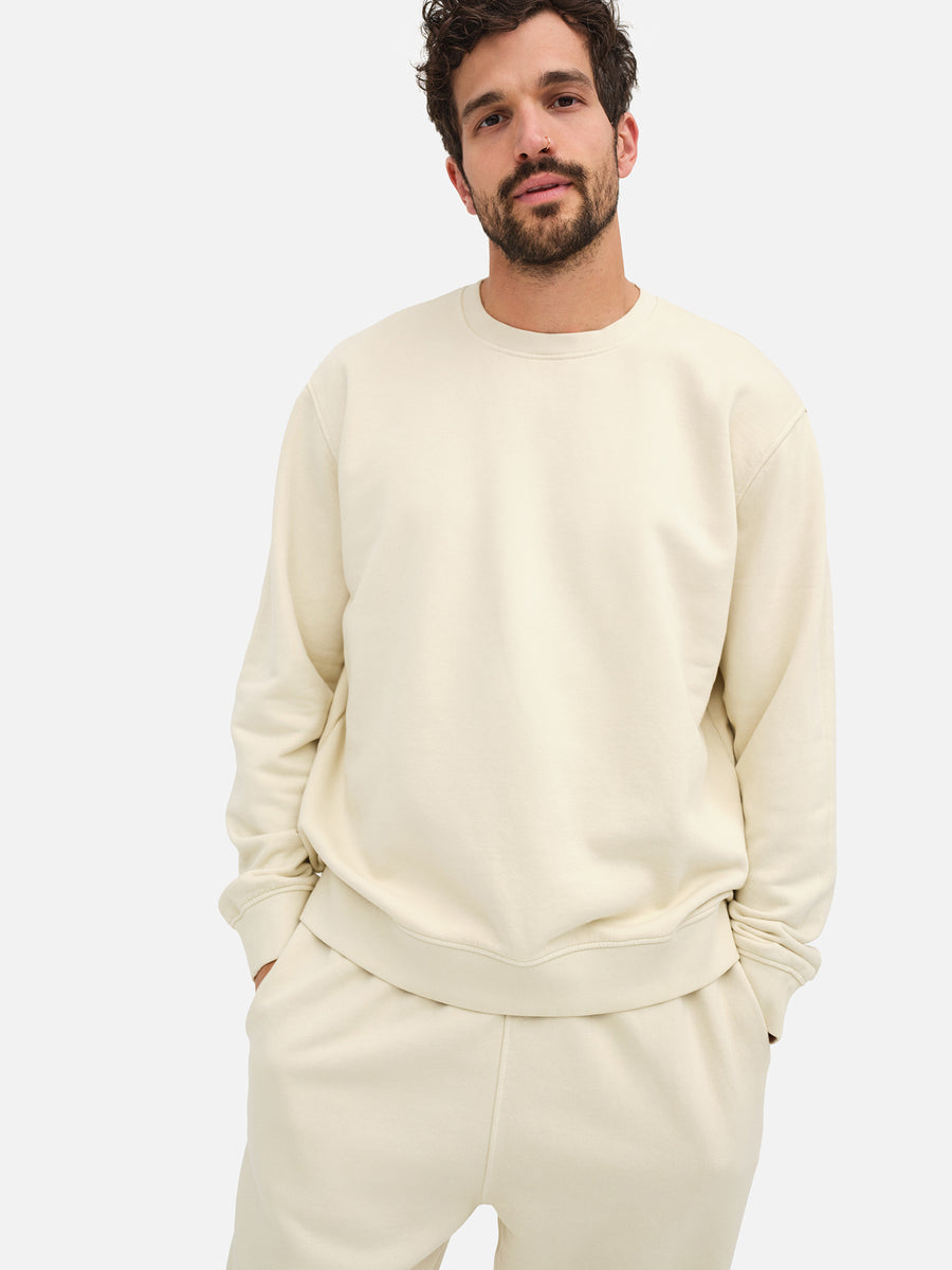 Men's Organic Fleece Crew Neck Sweatshirt-Sweatshirts-MATE the Label-BONE-S-MATE the Label