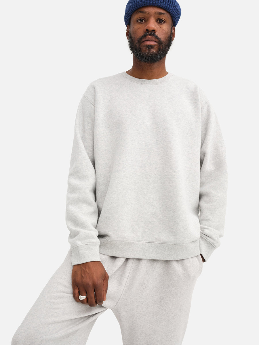 Men's Organic Fleece Crew Neck Sweatshirt-Sweatshirts-MATE the Label-HEATHER GREY-S-MATE the Label