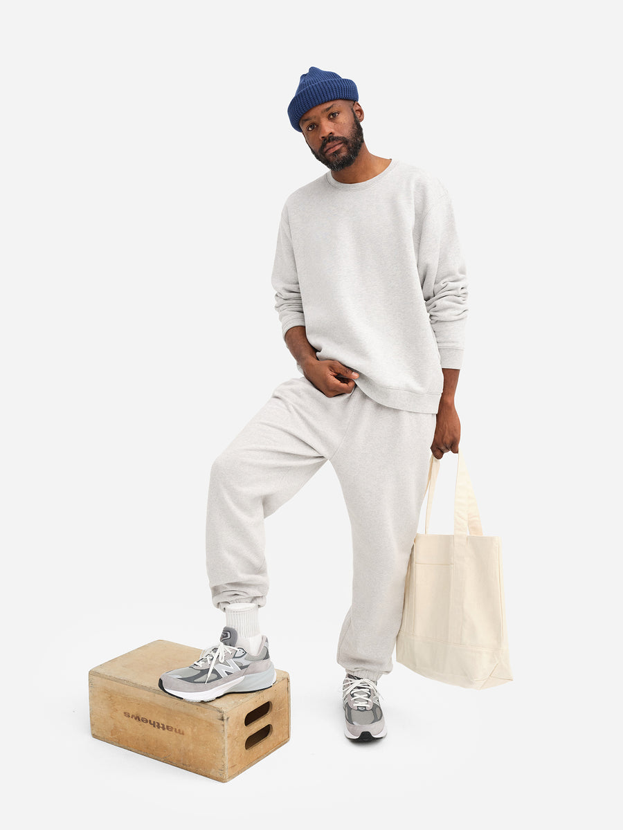 Men's Organic Fleece Crew Neck Sweatshirt-Sweatshirts-MATE the Label-HEATHER GREY-S-MATE the Label