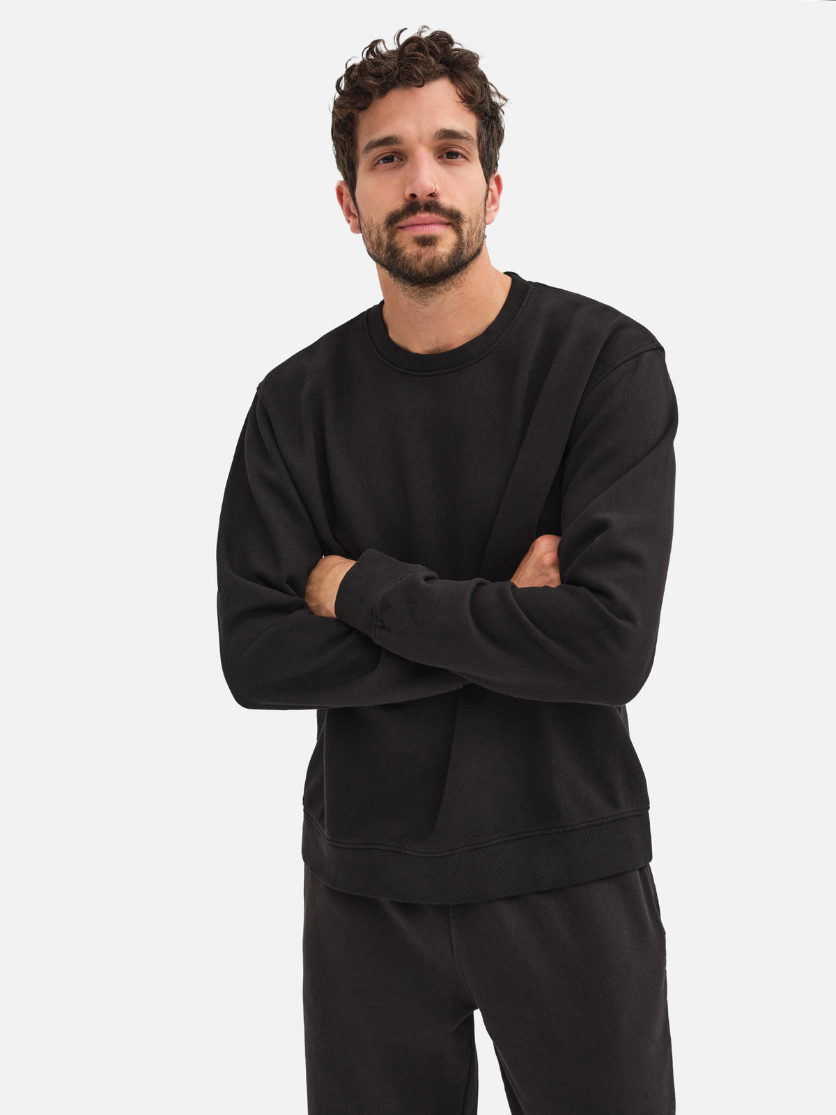 Men's Organic Fleece Crew Neck Sweatshirt-Sweatshirts-MATE the Label-JET BLACK-S-MATE the Label