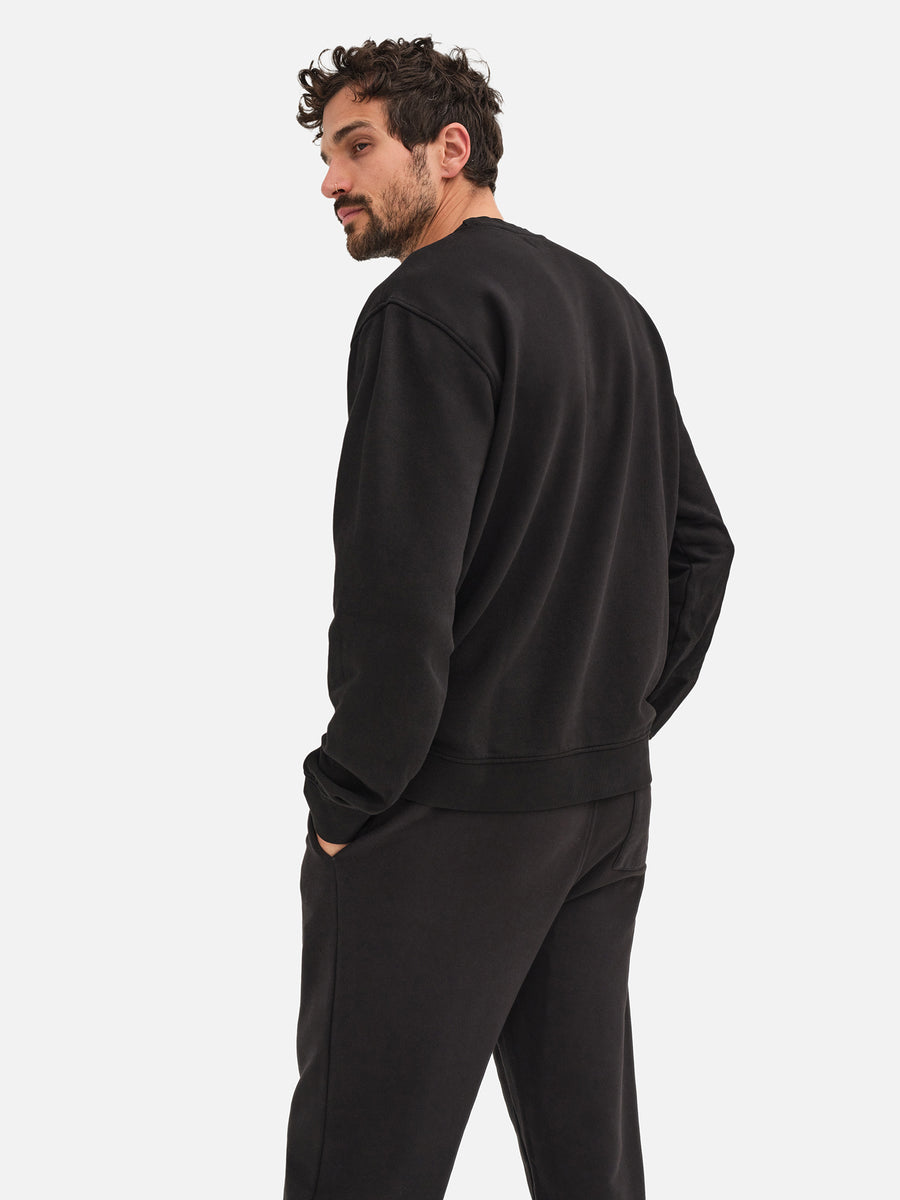Men's Organic Fleece Crew Neck Sweatshirt-Sweatshirts-MATE the Label-JET BLACK-S-MATE the Label