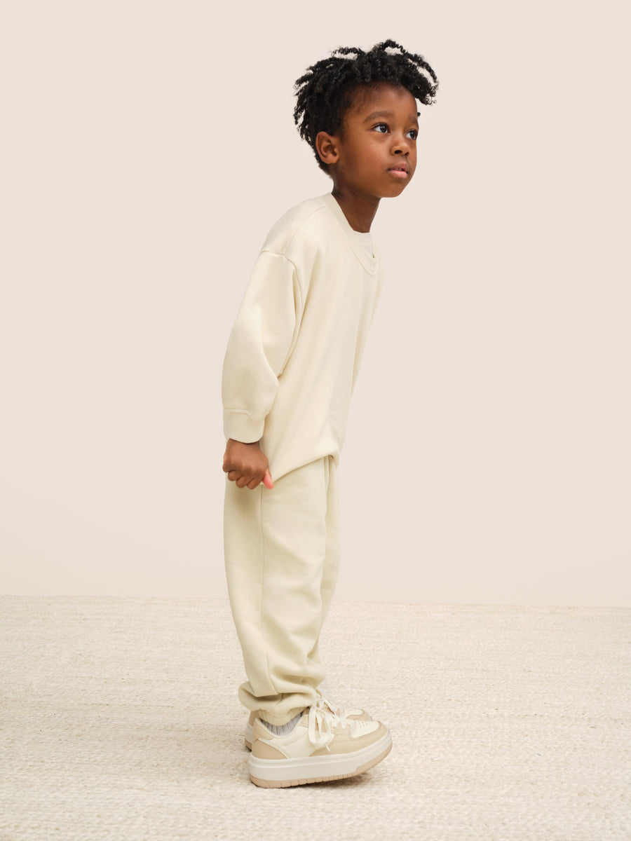 Mini Organic Fleece Crew Neck Sweatshirt-Kids-MATE the Label-BONE-0/6m-MATE the Label