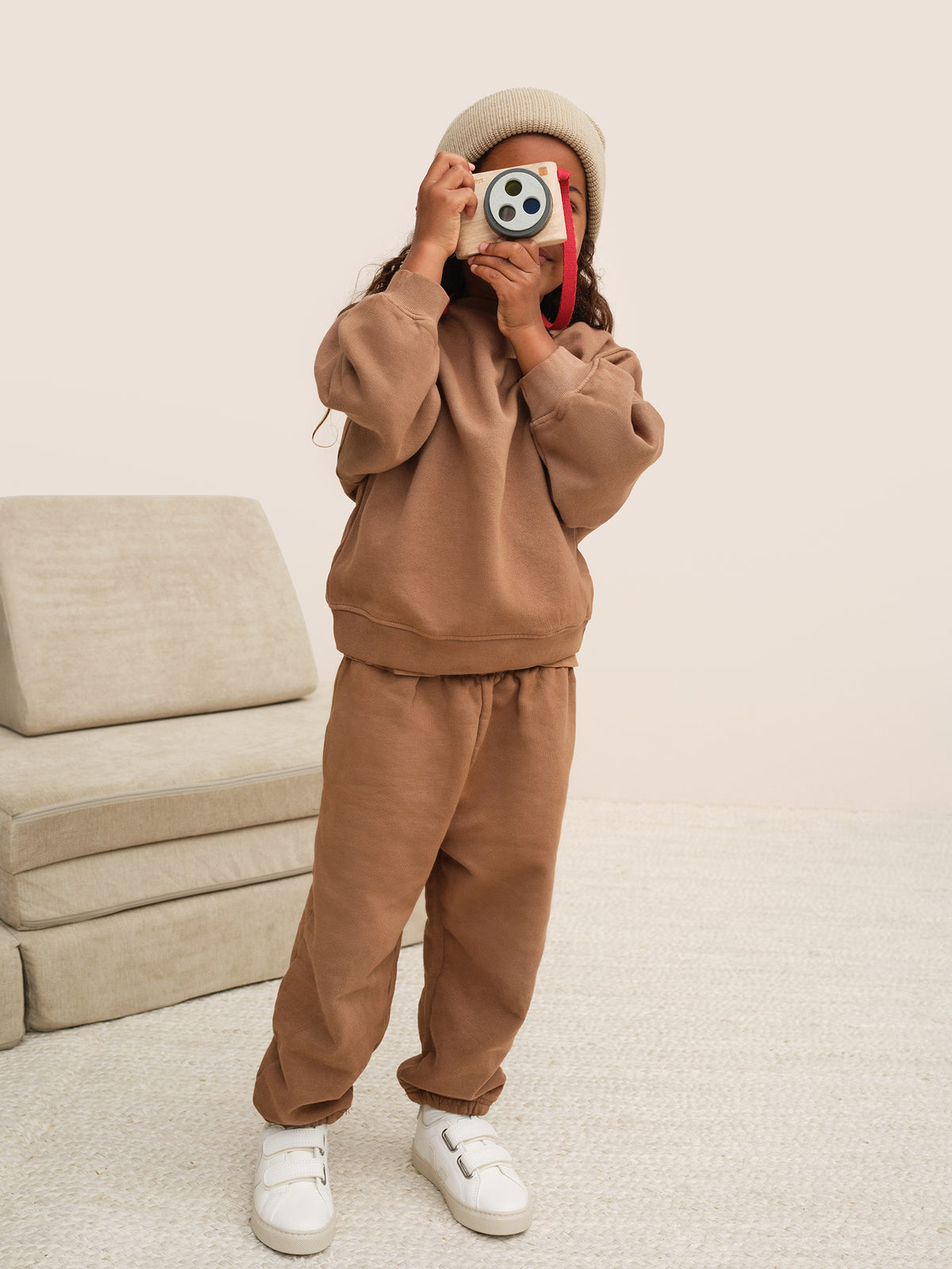 Mini Organic Fleece Crew Neck Sweatshirt-Kids-MATE the Label-COFFEE-0/6m-MATE the Label
