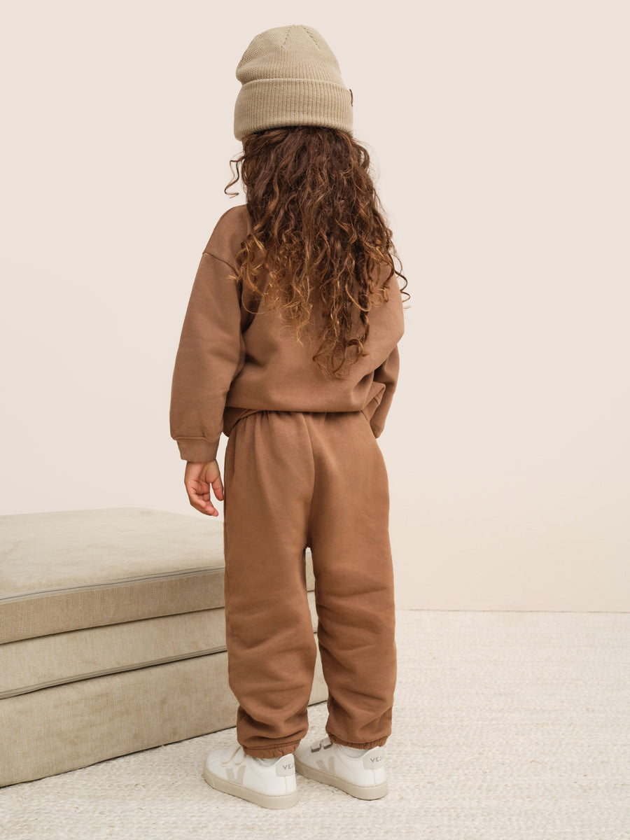 Mini Organic Fleece Crew Neck Sweatshirt-Kids-MATE the Label-COFFEE-0/6m-MATE the Label