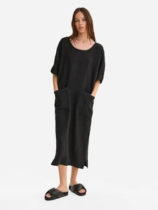 Organic Linen Dolman Midi Dress