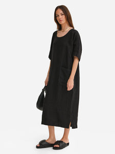 Organic Linen Dolman Midi Dress