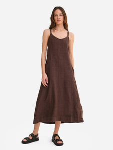 Organic Linen Tie Back Maxi Dress