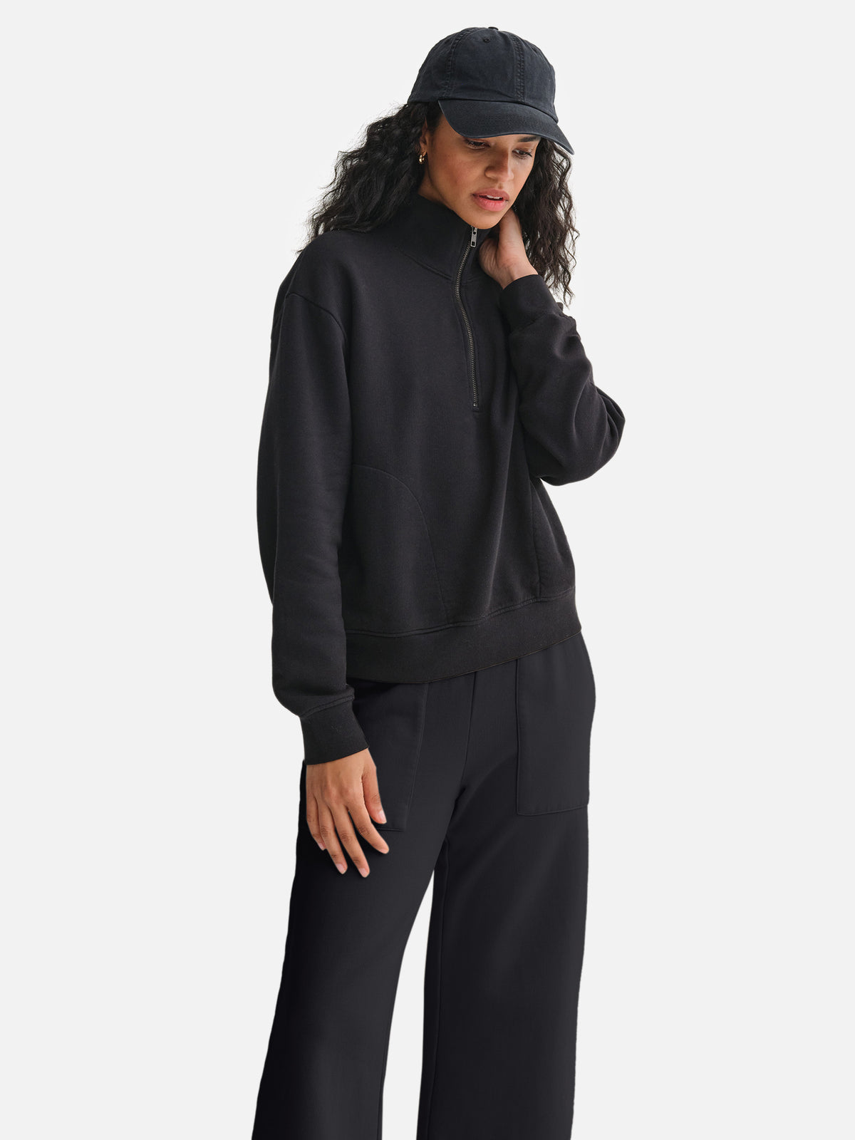 Organic Fleece Wide Leg Pant-Sweatpants-MATE the Label-JET BLACK-XS-MATE the Label