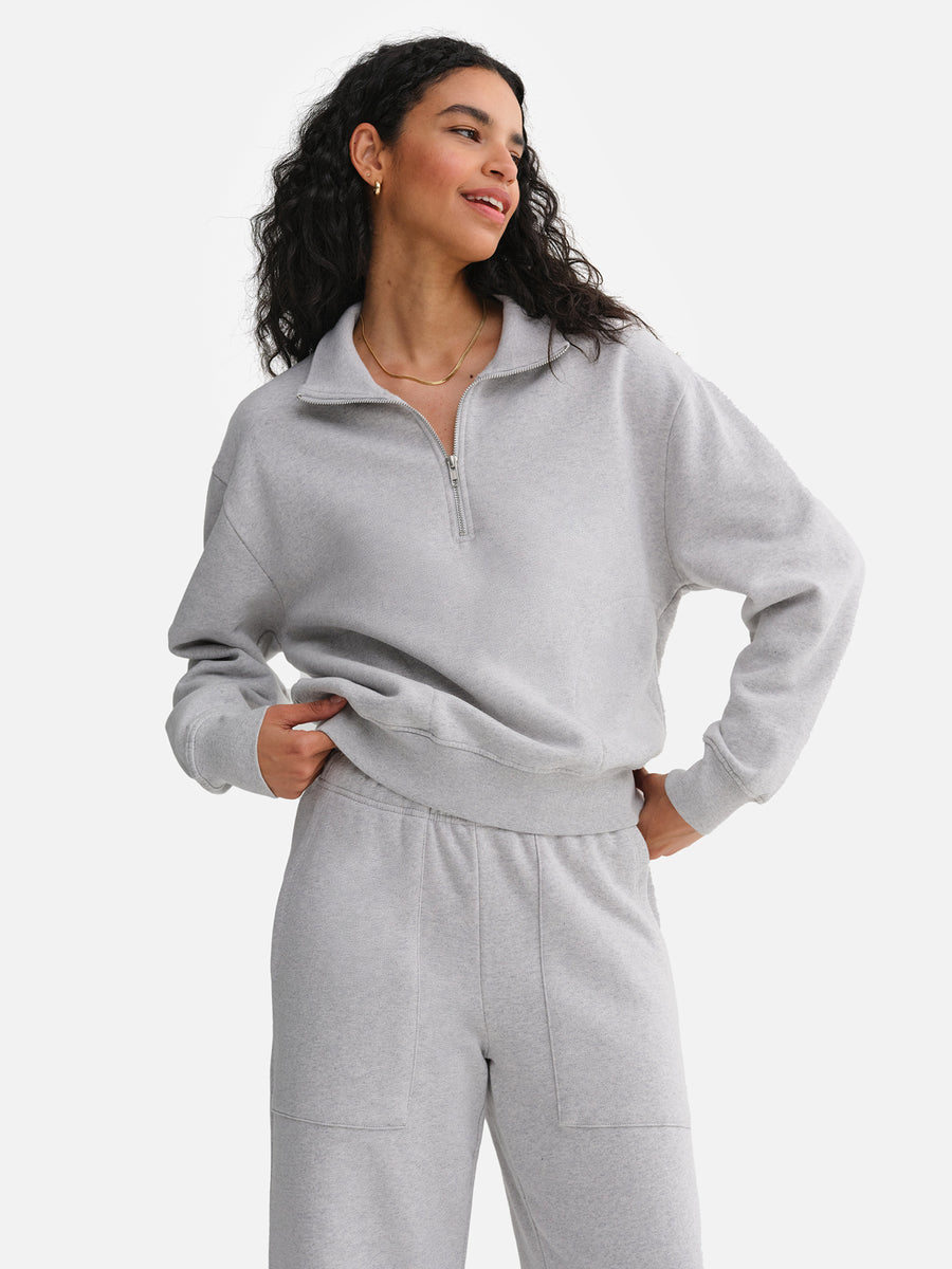 Organic Fleece Wide Leg Pant-Sweatpants-MATE the Label-HEATHER GREY-XS-MATE the Label
