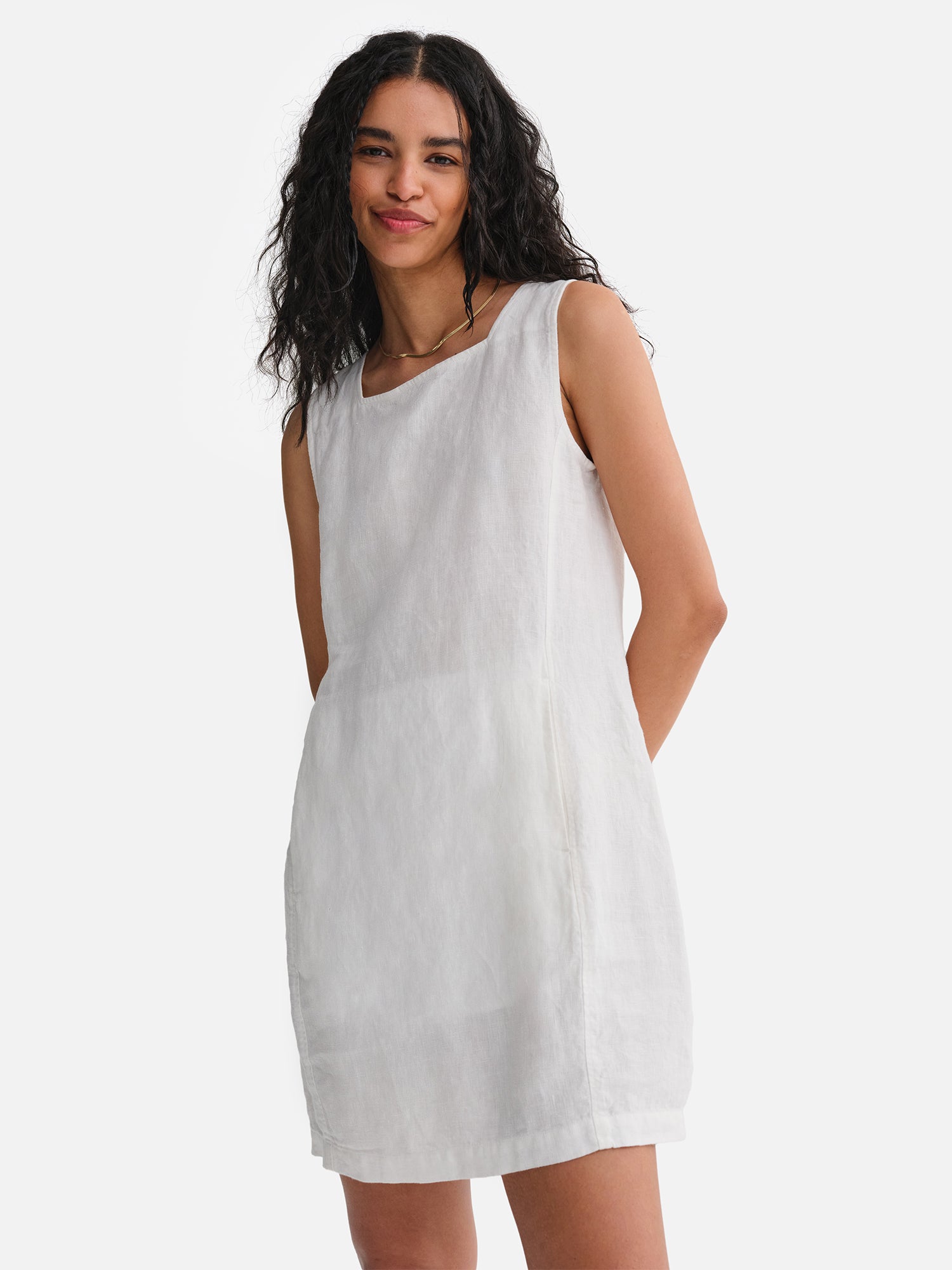Picture of Organic Linen Square Neck Mini Dress - Women's