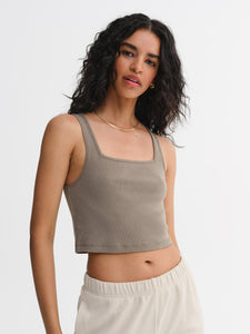 Tencel Rib Crop Square Tank