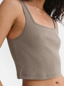 Tencel Rib Crop Square Tank