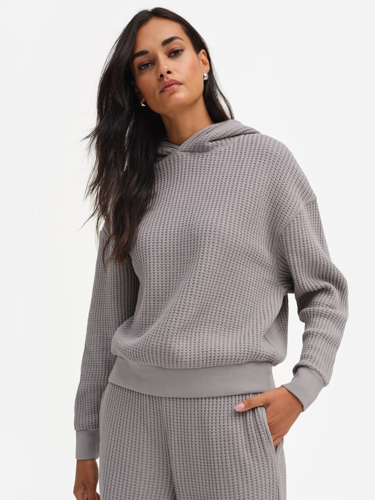Mate The Label Organic Waffle Relaxed Hoodie Basalt M