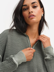 Organic Waffle Collared Half-Zip Sweatshirt