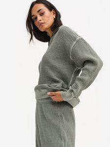 Organic Waffle Collared Half-Zip Sweatshirt