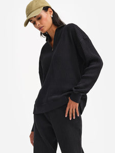 Organic Waffle Collared Half-Zip Sweatshirt