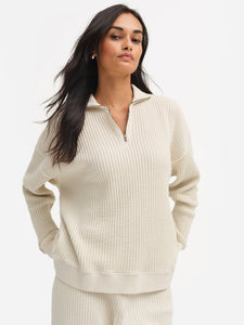 Organic Waffle Collared Half-Zip Sweatshirt