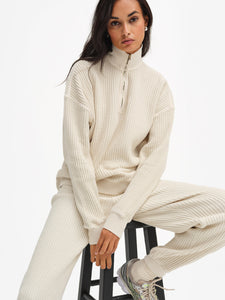 Organic Waffle Collared Half-Zip Sweatshirt