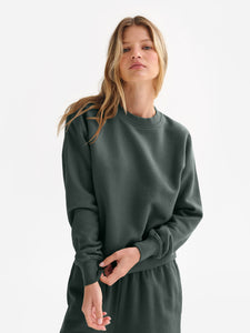 Organic Fleece Shrunken Crew Neck Sweatshirt