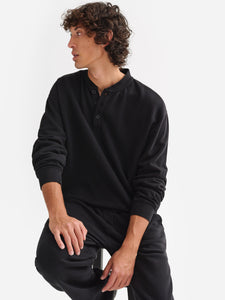 Men's Organic Fleece Henley Sweatshirt