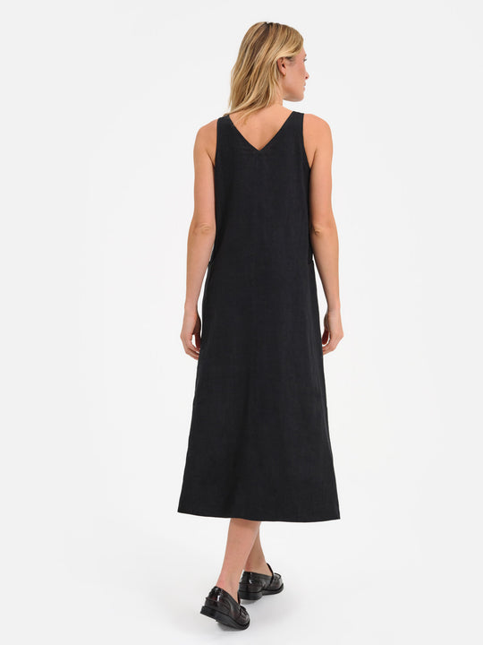 MATE the Label Organic Linen Button Front Dress Black